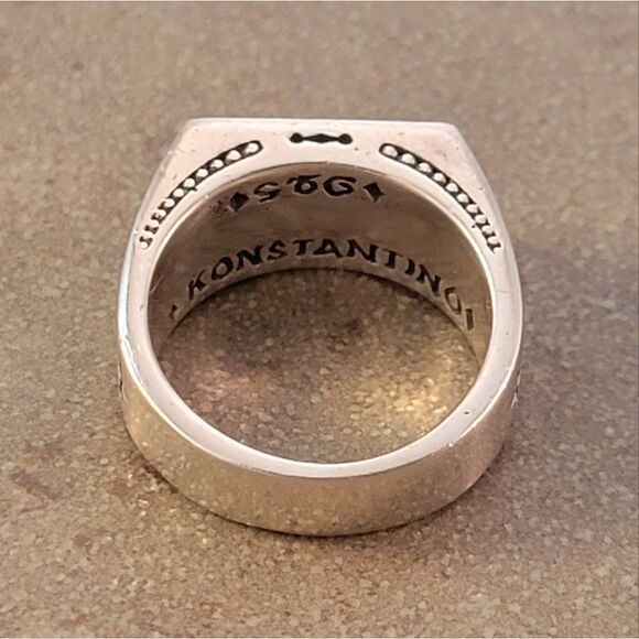 Konstantino Sterling Symbol Pattern Signet Ring - Picture 7 of 10
